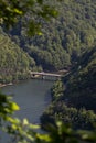 Aerial shot of a bridge in an amazing mountain landscape in Transylvania, Romania