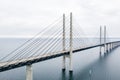 Aerial shot of the bridge between Denmark and Sweden in Oresundsbron - perfect for wallpaper