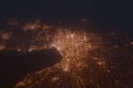 Aerial shot of Buffalo (New York, USA) at night, view from south. Royalty Free Stock Photo