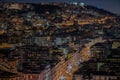 Aerial shot of the buildings of Naples night panorama in Italy Royalty Free Stock Photo