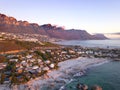 Aerial shot of bungalows on Clifton beach, Cape town Royalty Free Stock Photo