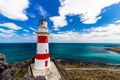 Aerial shot of the Cape Palliser Lighthouse in New Zealand Royalty Free Stock Photo