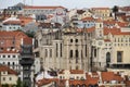 Aerial shot of the carmo convent in losbon portugal