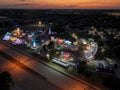 Aerial shot of Carnival in Allen city, Texas at Sunset