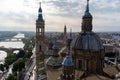 Aerial shot of the Cathedral-Basilica of Our Lady of the Pillar in Zaragoza, Aragon, Spain Royalty Free Stock Photo