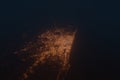 Aerial shot of Chennai (India) at night, view from south.