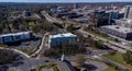 Aerial shot of a church in Durham city in North Carolina on a sunny day