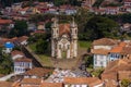 Aerial shot of the Church of Saint Francis of Assisi Ouro in Brazil Royalty Free Stock Photo