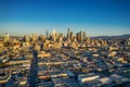 Aerial shot of City of Los Angeles in California at  sunrise Royalty Free Stock Photo