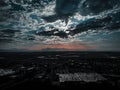 Aerial shot of city view under beautiful cloudy sky, Arizona. Royalty Free Stock Photo