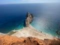 Aerial shot of the cliffs on the Zakynthos island, Greece - paradise on earth Royalty Free Stock Photo