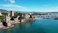 Aerial shot of the coastal town of Mandelieu La Napoule on the French Riviera.