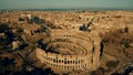 Aerial shot of the Colosseum, the most visited landmark of Rome, Italy Royalty Free Stock Photo