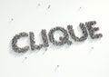 Aerial shot of a crowd of people gather to form the word 'Clique Royalty Free Stock Photo