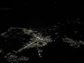 Aerial shot of Cyprus photographed from above at night from airplane