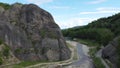 Aerial shot on Doftana Valley , Romania , Europe.