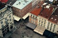 Aerial shot of downtown of city Lviv Ukraine