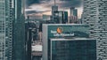 Aerial shot of downtown Toronto with the view of the San Life Financial building, Ontario, Canada.