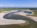 Aerial of the slufter national park with water inlet in the dunes of dutch island Texel Royalty Free Stock Photo