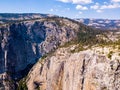 Aerial shot of El Capitan and Half Dome cliff at the Yosemite National Park in California Royalty Free Stock Photo