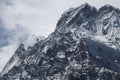 Aerial shot of Everest (Chomolungma) the highest mountain from sea level covered by snow in Nepal