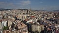 Aerial shot of famous Sagrada Familia - Basilica and Expiatory Church of the Holy Family in Barcelona being constructed Royalty Free Stock Photo