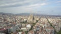 Aerial shot of famous Sagrada Familia - Basilica and Expiatory Church of the Holy Family in Barcelona, Spain Royalty Free Stock Photo