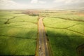 Aerial Shot of Farmland and Highway in Hawaii