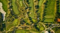 Aerial shot of the fields of Golf course in Oberwaltersdorf, Austria Royalty Free Stock Photo