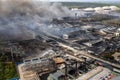 Aerial shot of a fire at the supertanker base in matanzas, cuba