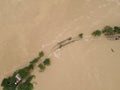 Aerial shot of flooded Area in Taherpur Sunamganj,Bangladesh Royalty Free Stock Photo