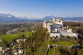 Aerial shot of the Fortress Hohensalzburg in Salzburg, Austria Royalty Free Stock Photo
