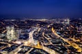 Aerial shot of Frankfurt. High resolution aerial panoramic view of Frankfurt am Main, Germany at dusk. beautiful sunset over the Royalty Free Stock Photo