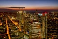 Aerial shot of Frankfurt. High resolution aerial panoramic view of Frankfurt am Main, Germany at dusk. beautiful sunset over the Royalty Free Stock Photo