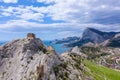 Aerial shot of Genoese fortress in Sudak,Crimea Royalty Free Stock Photo