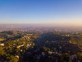 Aerial shot of Griffith Park in Los Angeles, USA