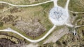 Aerial shot of the Halo Panopticon monumental steel artwork in Haslingden, UK Royalty Free Stock Photo