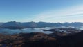 Aerial shot of Hamaroy, Norway, in sunny weather