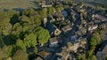 Aerial Shot of Haworth main street, near Keighley, West Yorkshire home of the Bronte Sisters, featuring St Michael & All Angels