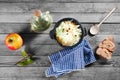 Aerial Shot of Healthy Recipe on Wooden Table