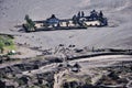 Aerial shot of the Hindu temple in Mount Bromo Royalty Free Stock Photo