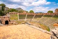 Aerial shot of the historic ancient Greek Theater of Taormina in Italy Royalty Free Stock Photo