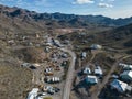 Aerial shot, historic mining town, Oatman Arizona