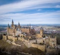 Aerial shot of Hohenzollern Castle,  Baden-Wurttemberg, Germany Royalty Free Stock Photo