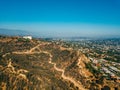 Aerial shot of Holywood district, Los Angeles