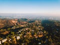 Aerial shot of Holywood district, Los Angeles