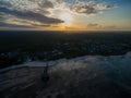 Aerial shot of the houses on the beach by the ocean captured in Zanzibar, Africa Royalty Free Stock Photo