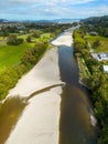 Aerial shot of the Hutt River in New Zealand. Royalty Free Stock Photo