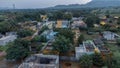 Aerial shot of the Indian village of Podarallapalli. Royalty Free Stock Photo