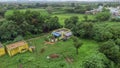 Aerial shot of the Indian village of Podarallapalli. Royalty Free Stock Photo